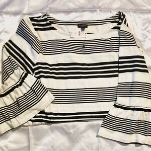 Talbots Women's Black and White Striped Blouse